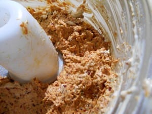 Closeup View of Sun-Dried Tomato Spread with Goat Cheese in the blender