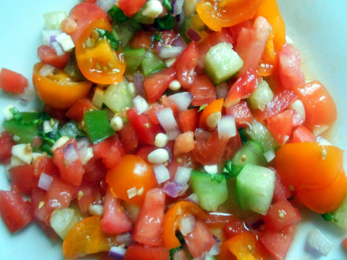 Closeup view of the bruschetta tomatoes