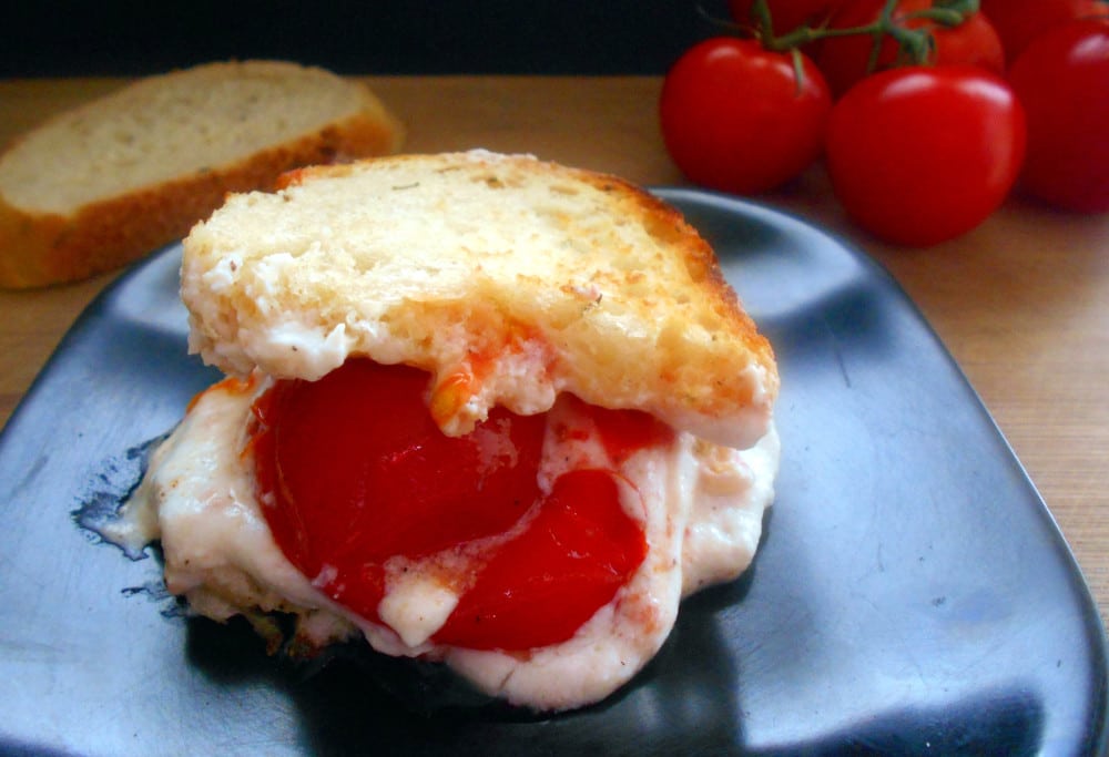 Grilled Cheese Sandwich with ricotta cheese and campari tomatoes. Perfect for lunch or a quick snack
