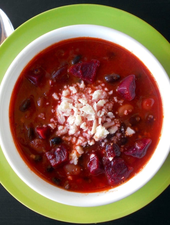 This vegetarian chili is so hearty that you won't miss any of the meat. The beets provide the perfect texture to this chili. Quick and simple recipe.
