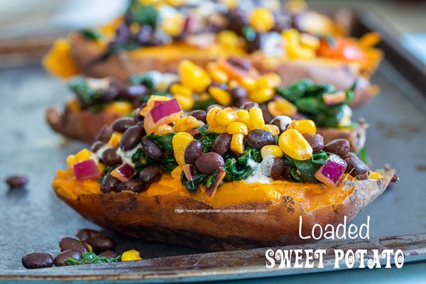 vegan loaded baked sweet potato