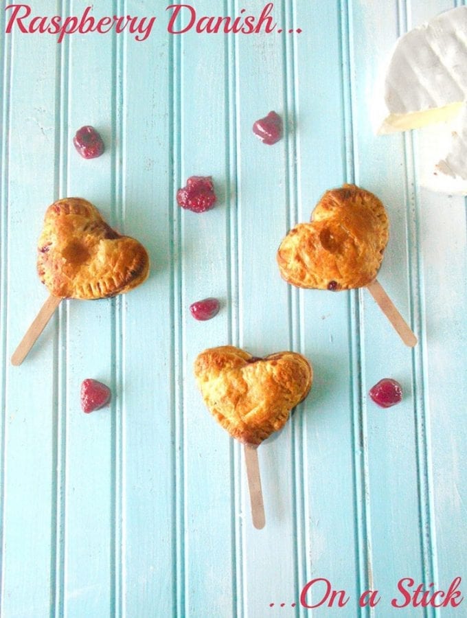 Raspberry Danish on a Stick. Perfect snack to take on the go. Use Brie Cheese instead of cream cheese.