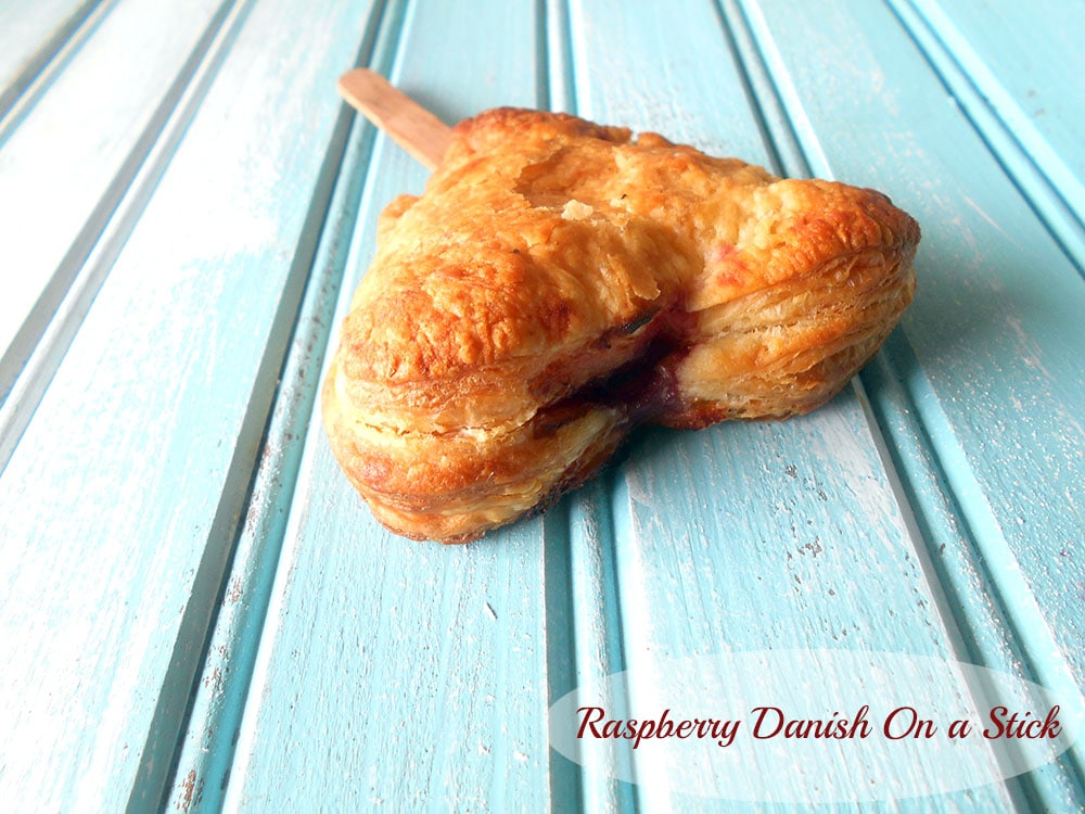 Raspberry Danish on a Stick. Perfect snack to take on the go. Use Brie Cheese instead of cream cheese.