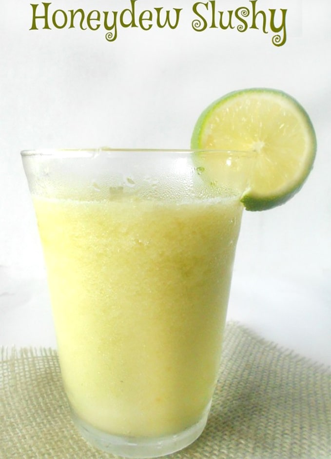 Front View of a Glass Filled with Honeydew Slushie. Make Slushies without a slushy machine