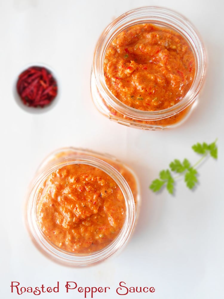 10-ingredient, vegan and gluten-free. Roasted red pepper sauce that is perfect for pasta sauces, ravioli sauces and as a chili sauce