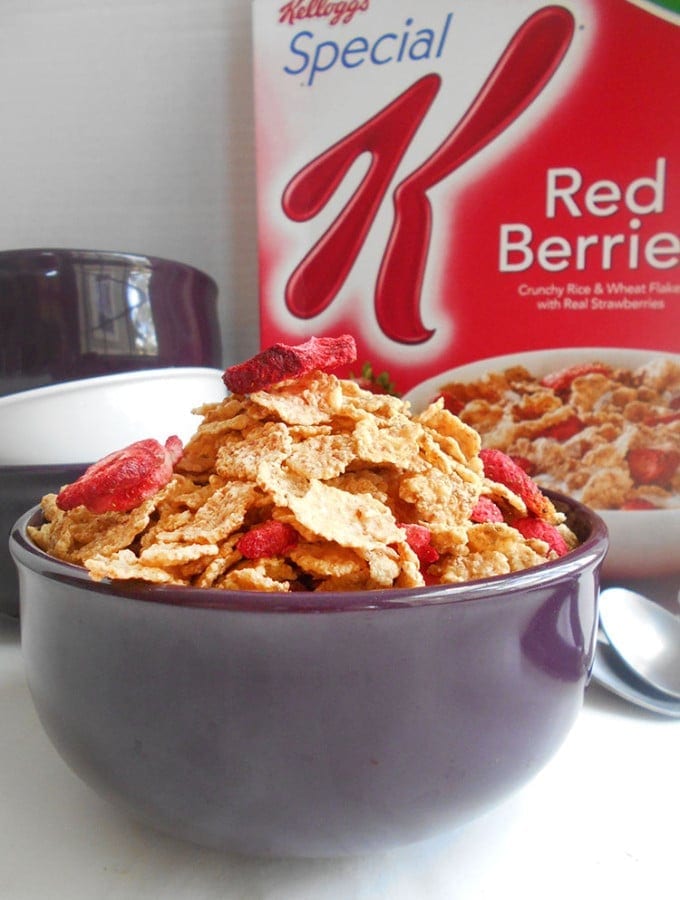 AD Special K Red Berries are perfect breakfast cereal for every morning. Made with whole grains and have real strawberries. Folic acid, Fiber + Vitamin D ESFS