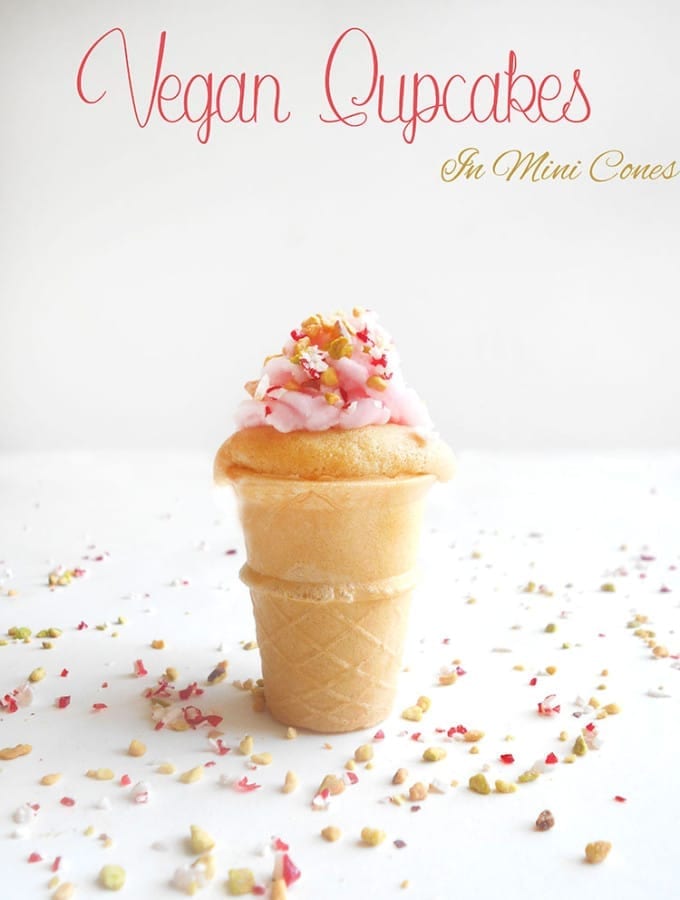 How do you make Vegan Cupcakes even better? Use Mini Cones as the base instead of cupcake paper. This is the best comfort food recipe ever. Part of Cook For The Cure and 10,000 Cupcakes