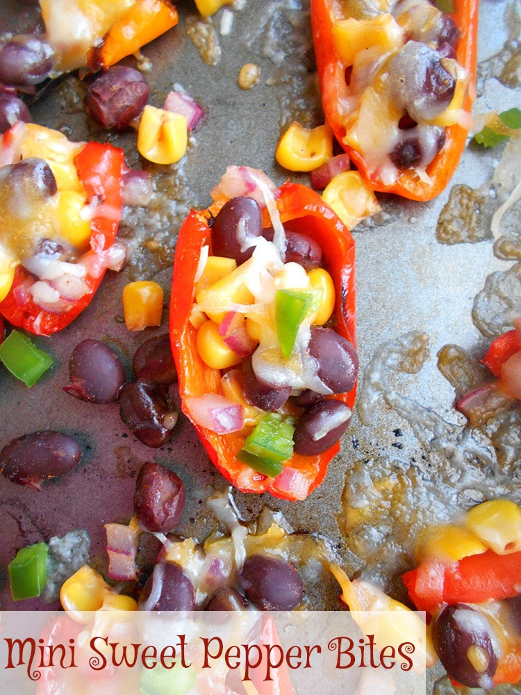 Top View of Cheesy Mini Sweet Pepper Bites on a baking tray