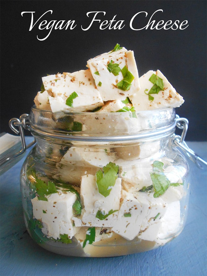 Tofu cubes in a glass mason jar