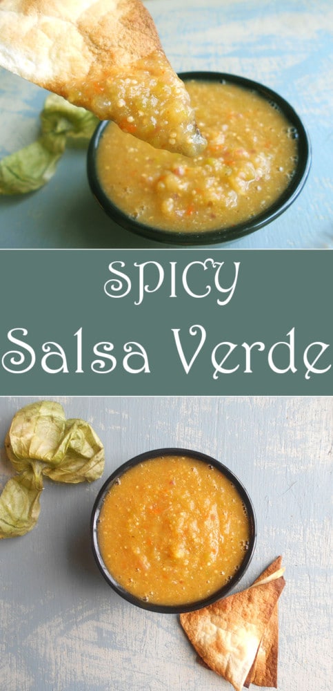 This homemade salsa verde recipe is very simple to make. Takes only a few ingredients and less than 30 minutes to make. It is also perfect canning salsa recipe. All the ingredients are roasted and then blended together with salt,lime and a dash of sugar. Perfect for tailgating parties or game day snacks.