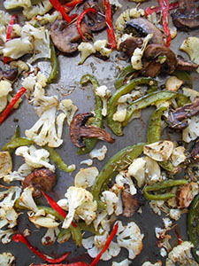 roasted veggies on a baking tray