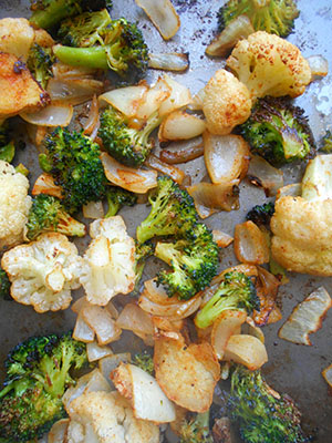 Roasted Veggies on a Baking Tray - Broccoli Soup