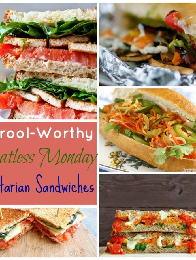 5 Drool-worty Meatless Monday Vegetarian Sandwiches that are perfect idea for a brown bag lunch and are also kid-friendly