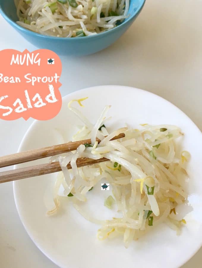 Mung Bean Sprouts Salad - Vegan, Korean Side dish that is easy to make. Goes well with any meal. A very simple recipe to make that comes together in 15min.