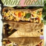 These vegetarian mini tacos are made with fresh corn and black beans. It is the perfect dinner recipe for the whole family to enjoy. Made in 40min