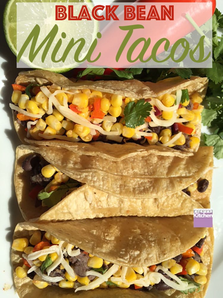 These vegetarian mini tacos are made with fresh corn and black beans. It is the perfect dinner recipe for the whole family to enjoy. Made in 40min