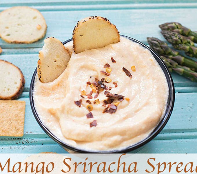 Mango sriracha spread is a simple appetizer for any recipe. Hot sriracha sauce gives the perfect level of heat and the mango adds sweetness to the recipe.