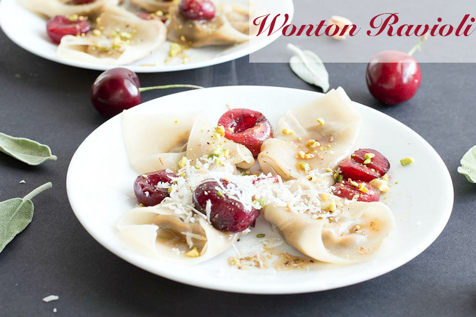 This simple and delicious wonton ravioli is the perfect dinner idea for the whole family to enjoy. Made with fresh mushrooms, bell peppers, shallots and amaretti cookies. Even vegans can find a way to enjoy this recipe.