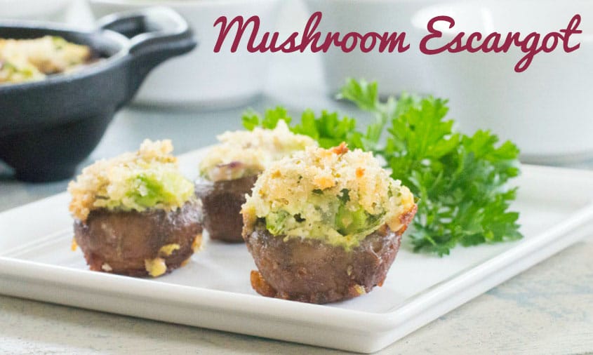 A simple escargot recipe that vegetarians & vegans can appreciate. Made with mushrooms, avocado, soft tofu and parsley. Vegan appetizer recipe for any party
