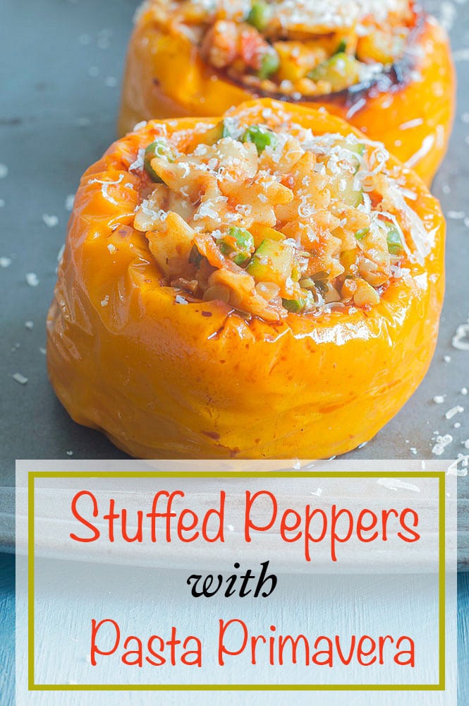 Pasta Primavera Stuffed In Bell Pepper