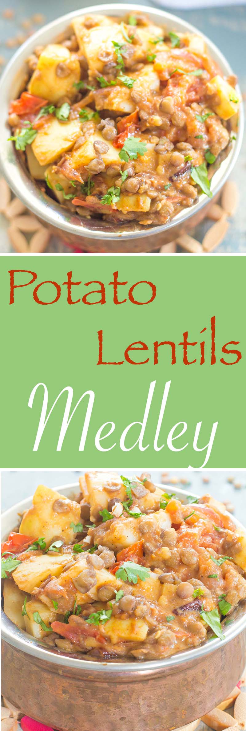 No EXOTIC SPICES REQUIRED! A simple potato lentils meal made with simple everyday ingredients. Perfect vegan lunch or dinner meal packed with protein power