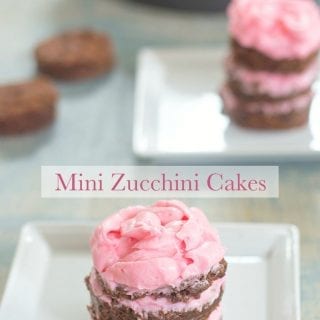 Mini Zucchini chocolate cakes layered with vegan buttercream frosting and using Nesquik chocolate powder. Perfect after school snack #ad #stirimagination