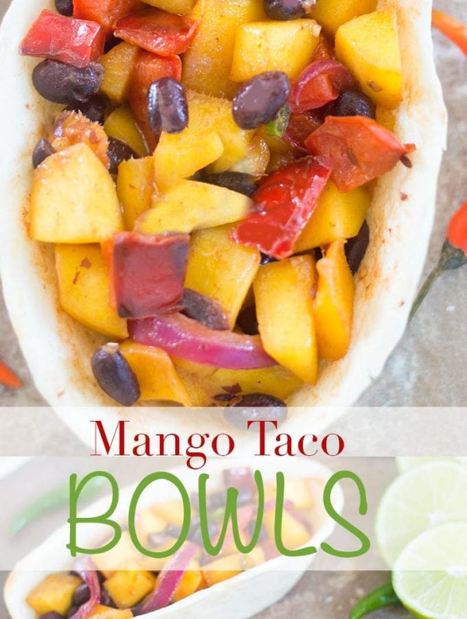 Vegan Mango Taco Boats made with 4 simple ingredients for the perfect dinner meal. Takes less than 20 minutes to make. For Vegetarians & Meat lovers too