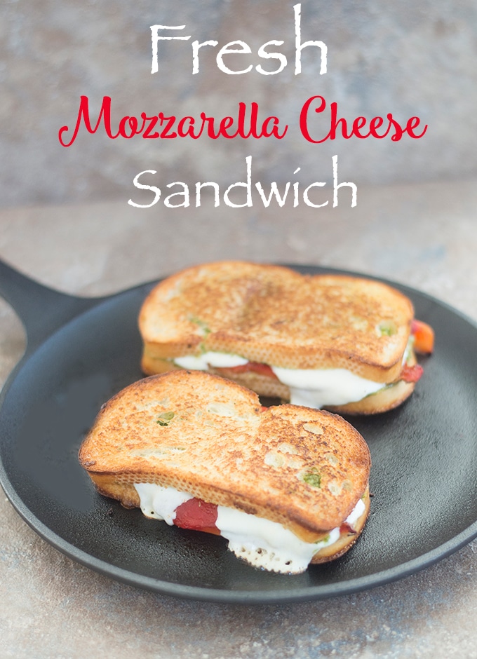 Angle View of 2 Mozzarella Cheese Sandwiches on a Skillet - What Vegans Don't Eat