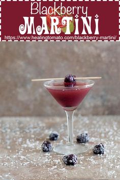 Blackberry martini made with blackberry jam. I added coconut rum and pineapple juice. This martini should be on your New Year's Eve Cocktail #healingtomato #martini https://www.healingtomato.com/blackberry-martini/
