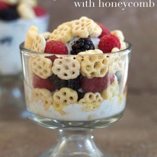 Yogurt Parfait - Quick and easy kid snack made with fresh fruits and honeycomb cereal. Takes only 5 minutes to make. Use fresh fruits and yogurt for a very nutritious snack.