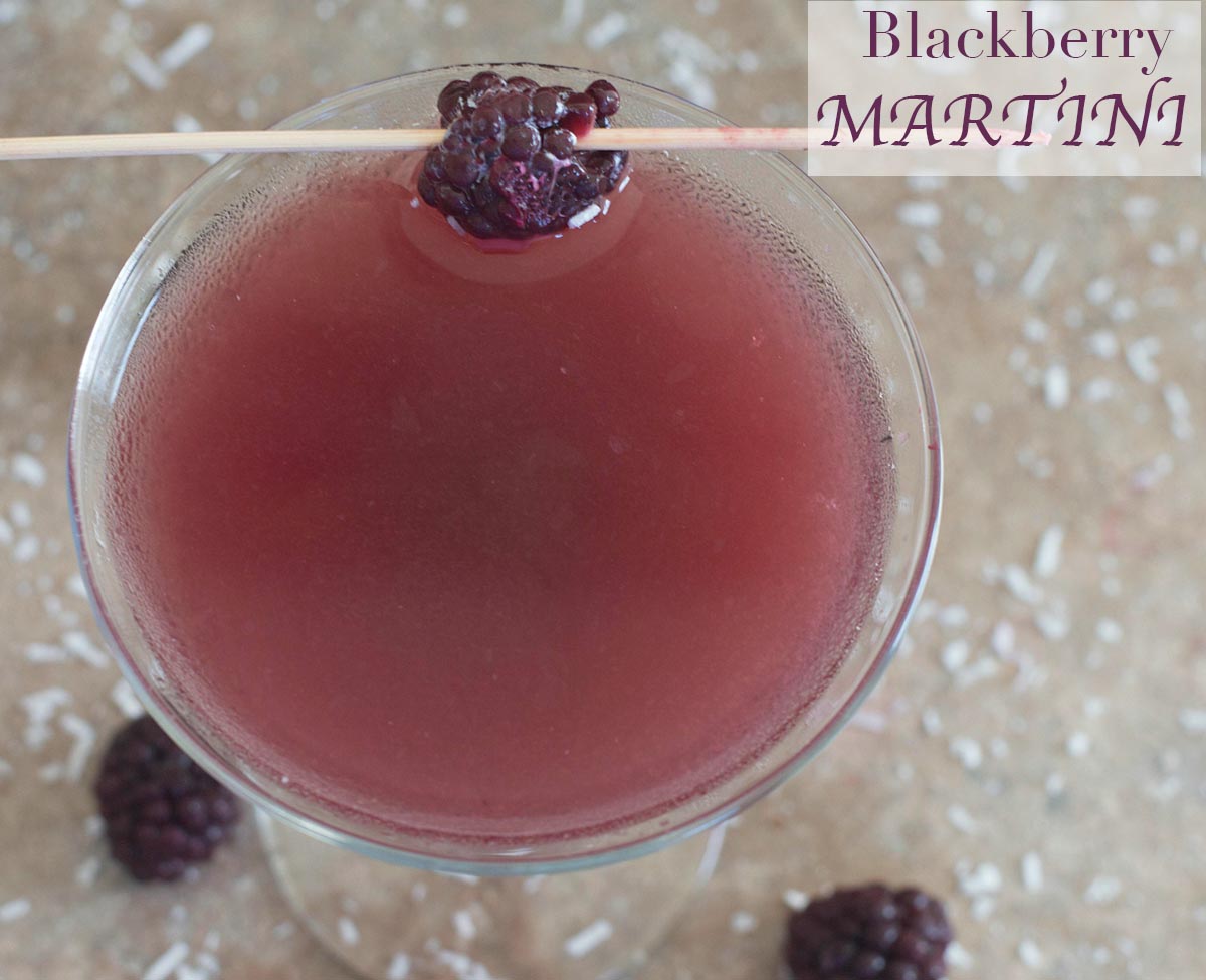 Top view of a blackberry martini glass