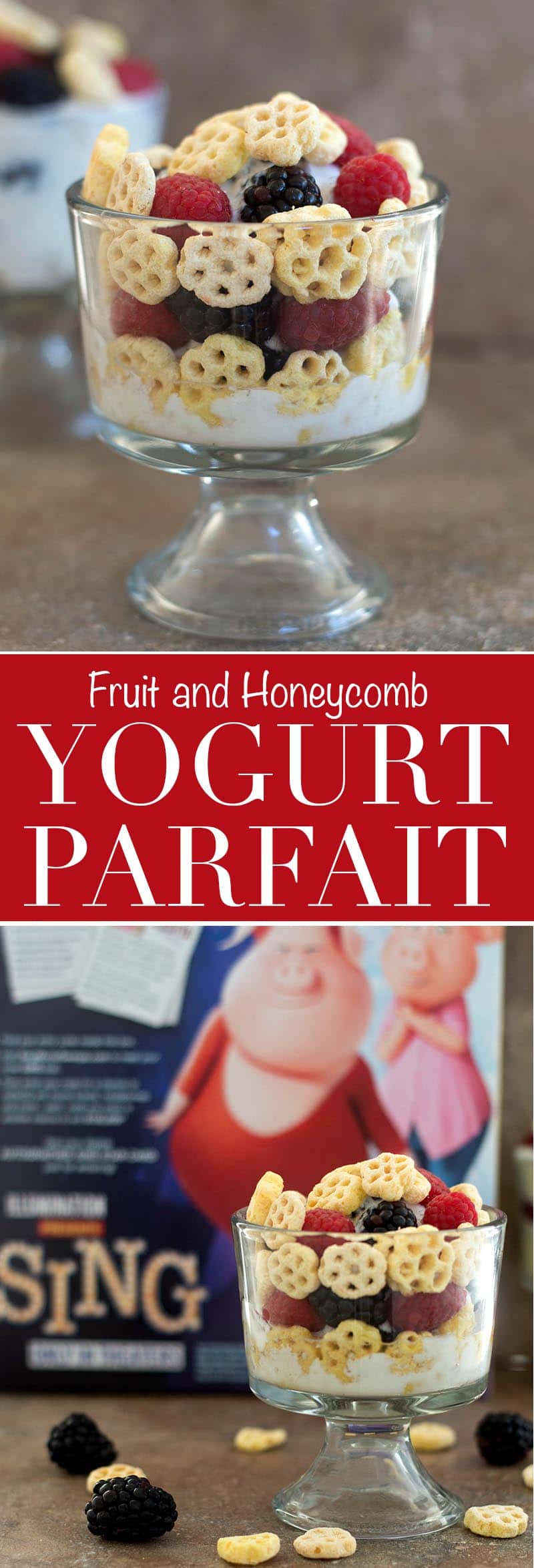 Yogurt Parfait - Quick and easy kid snack made with fresh fruits and honeycomb cereal. Takes only 5 minutes to make. Use fresh fruits and yogurt for a very nutritious snack.