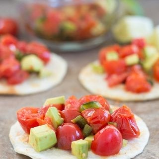 Quick and easy tomato salad made using Mexican ingredients like cayenne pepper and poblano peppers. Use it as a topping or for a light lunch salad.
