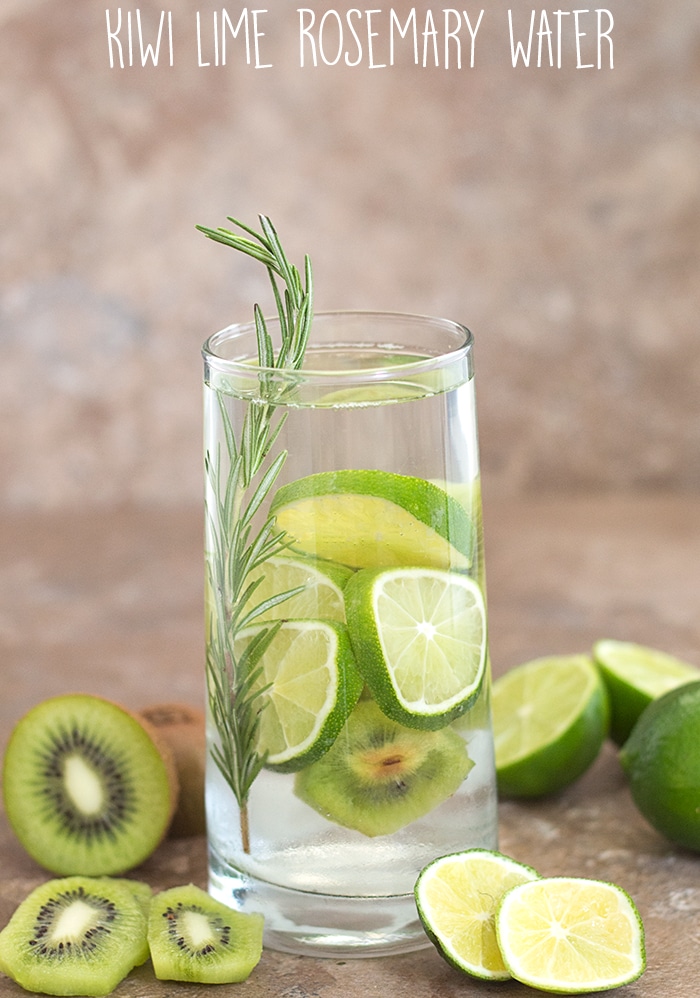 Summer Cleansing Water using kiwi and lime with Rosemary