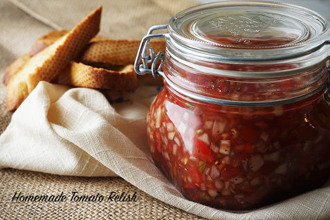 Homemade Tomato Relish in a mason jar