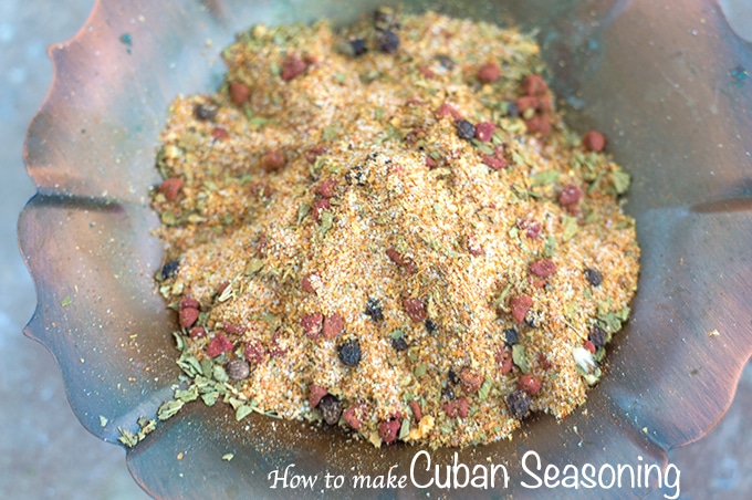 Overhead closeup view of the homemade Cuban seasoning