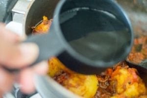 Water added to the pan - Vegan Bombay Potatoes