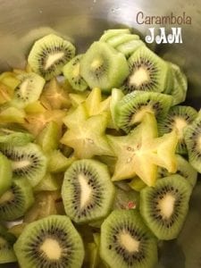 Kiwi abd Star Fruit Carambola in Steel Pan