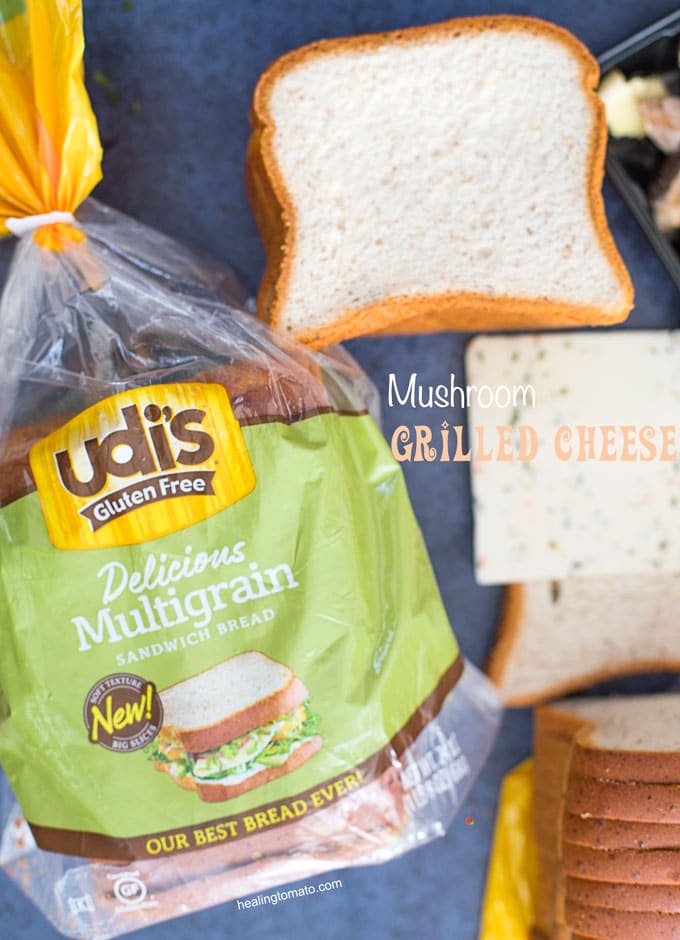 Overhead view of UDI's Gluten Free Bread in bag and a few slices by its side