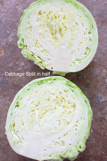 Cabbage cut into half - Cabbage Curry