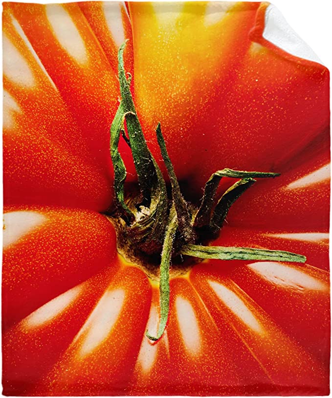 Top view of a super closeup of a tomato top