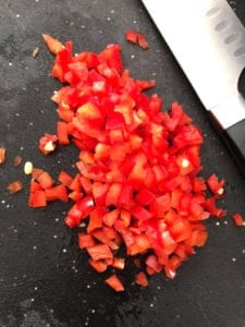 Finely diced red bell pepper - how to make creamed corn