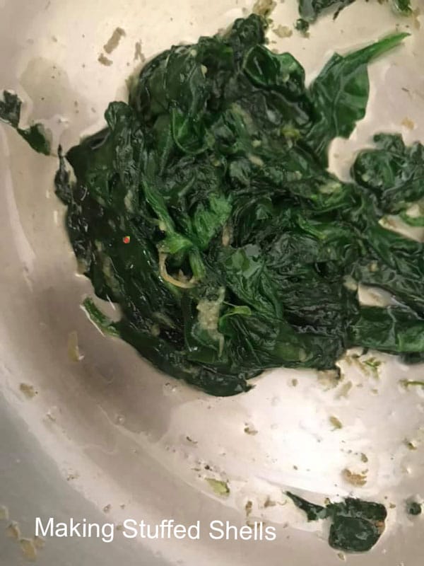 cooked spinach in pan