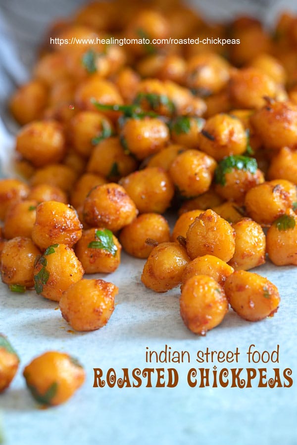 Closeup view of roasted chickpeas - pan fired chickpeas