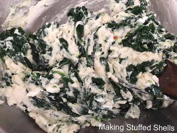 Spinach, cream chese mixed together