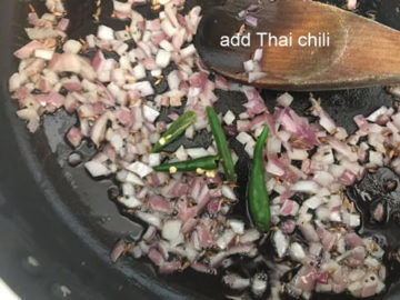 add Thai chili to pan