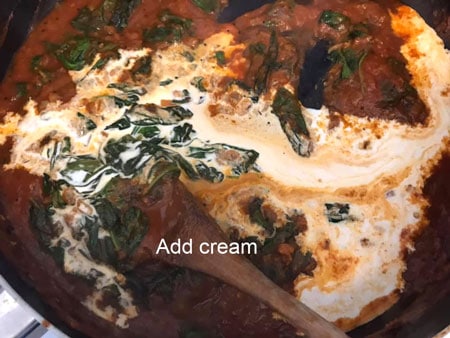 cream added to pan