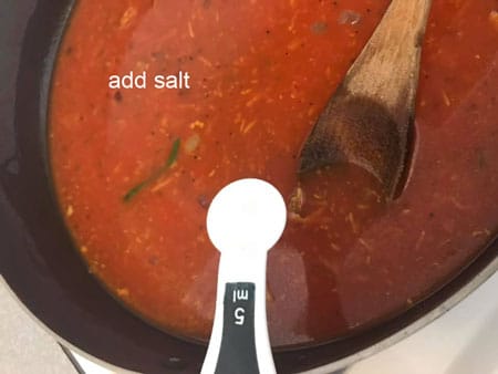 salt added to the pan