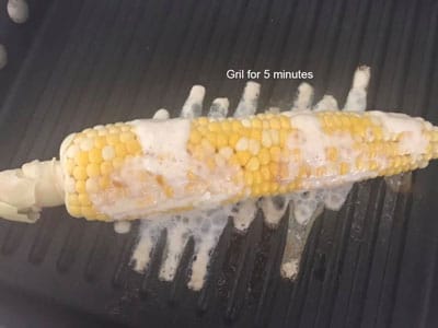 Grilling corn for 5 min