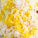 Closeup view of saffron rice